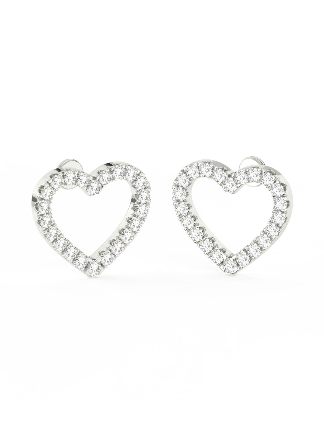 Forever Jewels Women 14K White Gold Plated 0.50 Ct Round Cut Moissanite Heart Studs