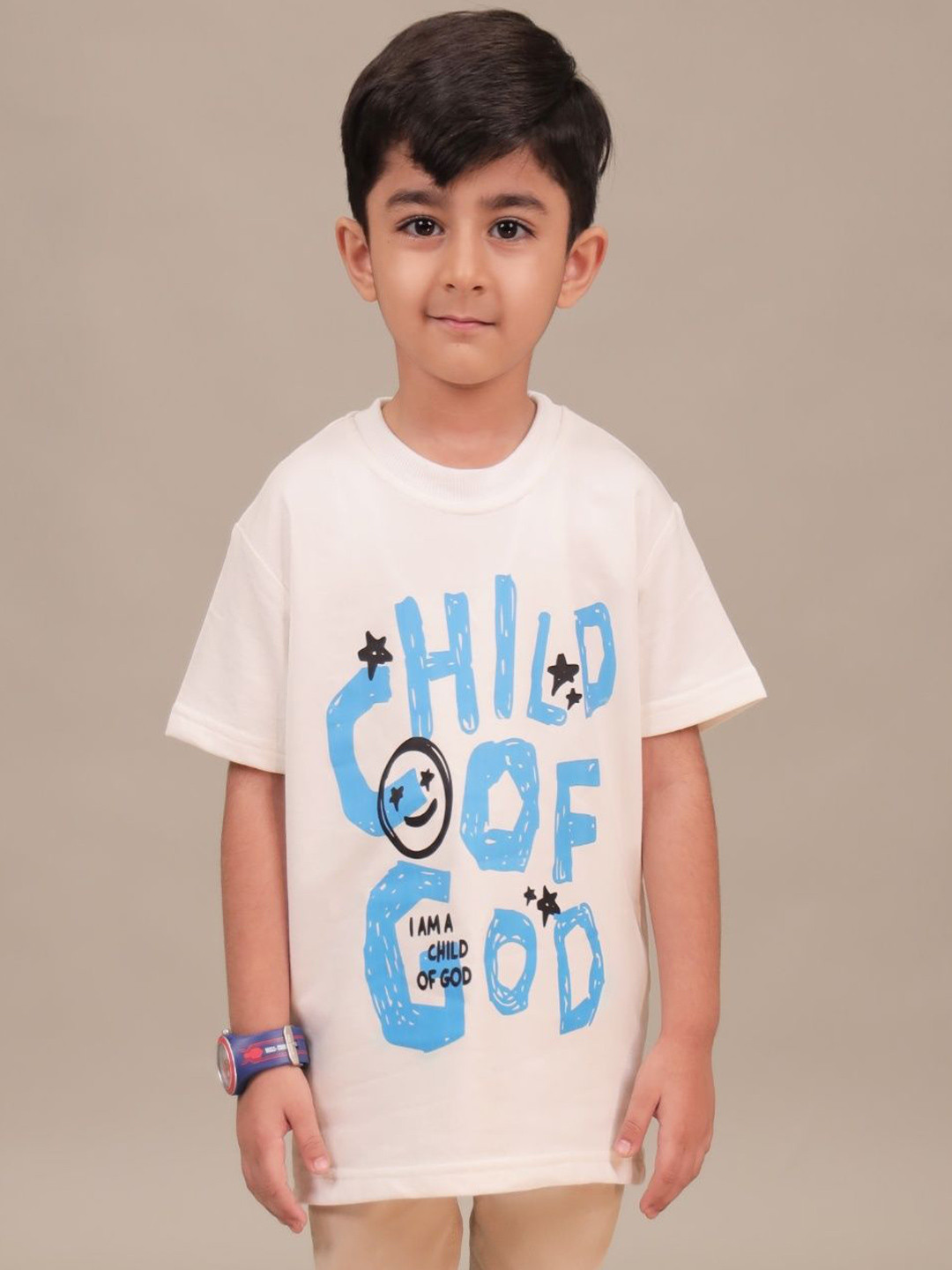 Grit N Groove Boys Typography Printed Round Neck Cotton Relaxed Fit T-shirt