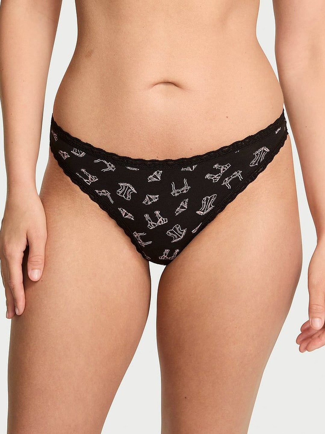 Victoria's Secret The Lacie Cotton Lace-Waist Low-Rise Thong Briefs