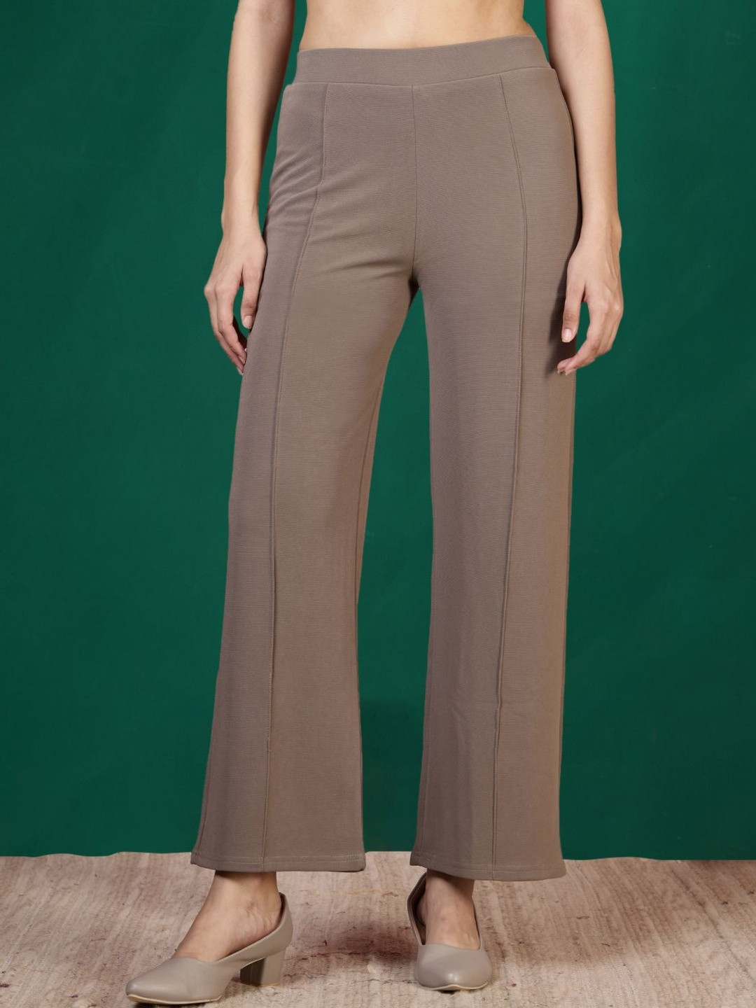 All About You Formals Women Loose Fit High-Rise Wrinkle Free Trousers