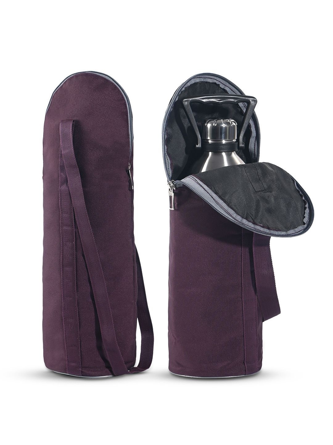Aura Purple & Grey 2 Pieces Reusable Bottle Bags with Handle