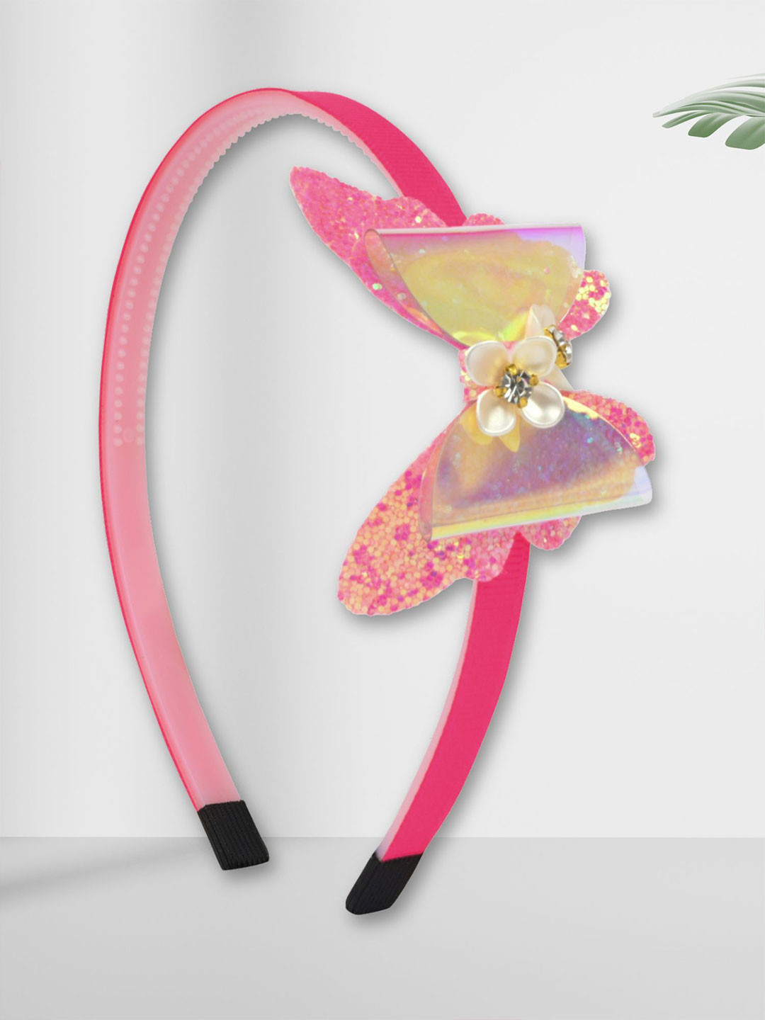 Asthetika Kids Girls Embellished Fabric Bow Charms Hairband