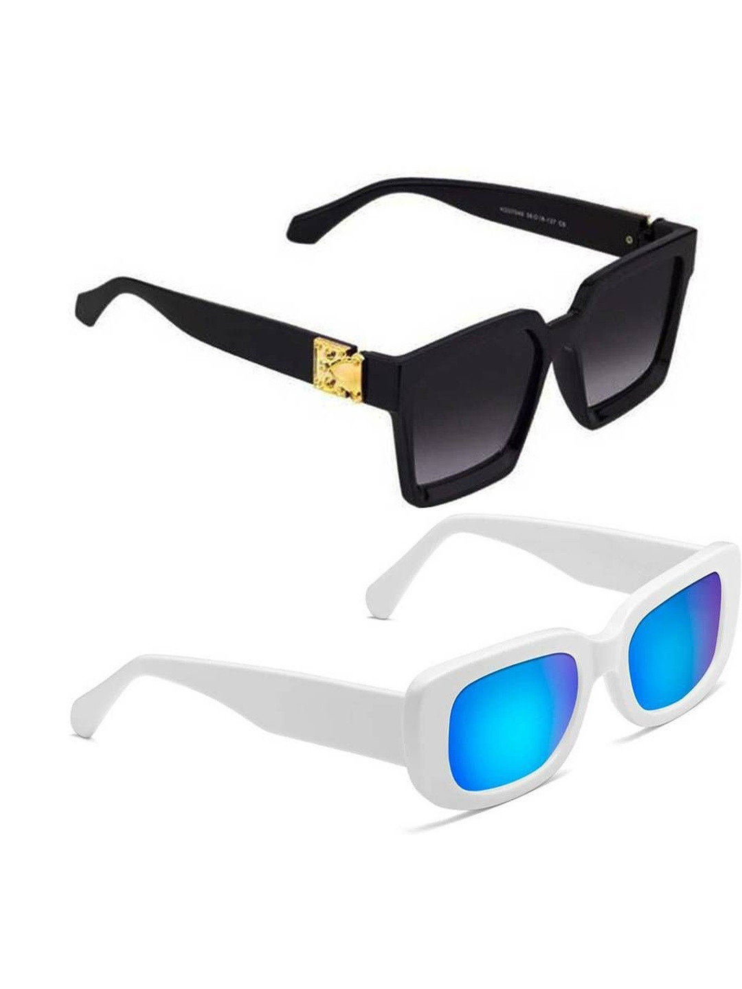 Arzonai Unisex Pack of 2 Rectangle Sunglasses with UV Protected Lens COMBO-2754