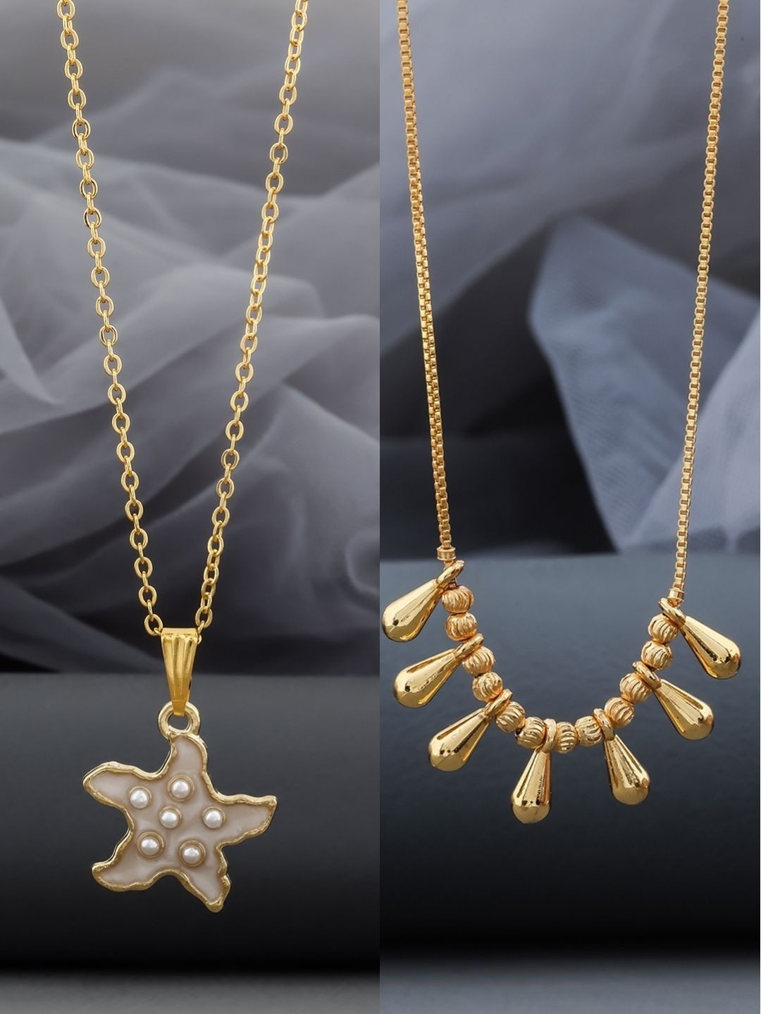 SZN Set Of 2 Stainless Steel Gold-Plated Necklaces And Chains