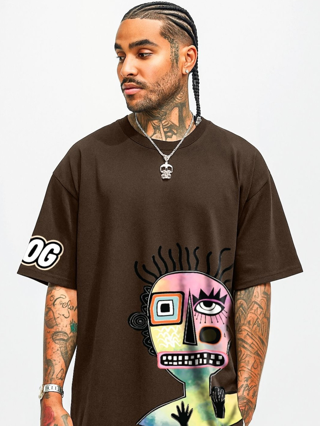 Clowns Of God Men Printed Drop-Shoulder Sleeves Pure Cotton T-shirt