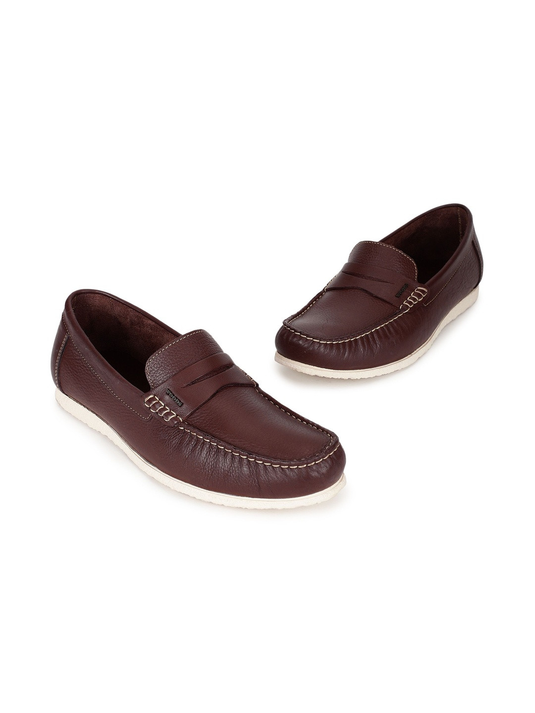 Woods Men Textured Leather Loafers