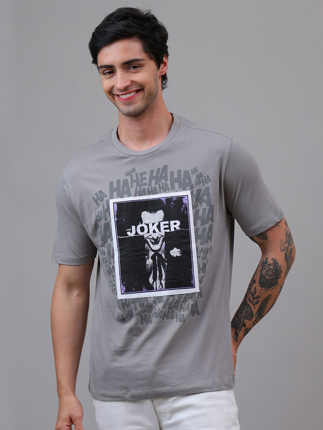 Free Authority Joker Printed Round Neck Pure Cotton Relaxed Fit T-Shirt