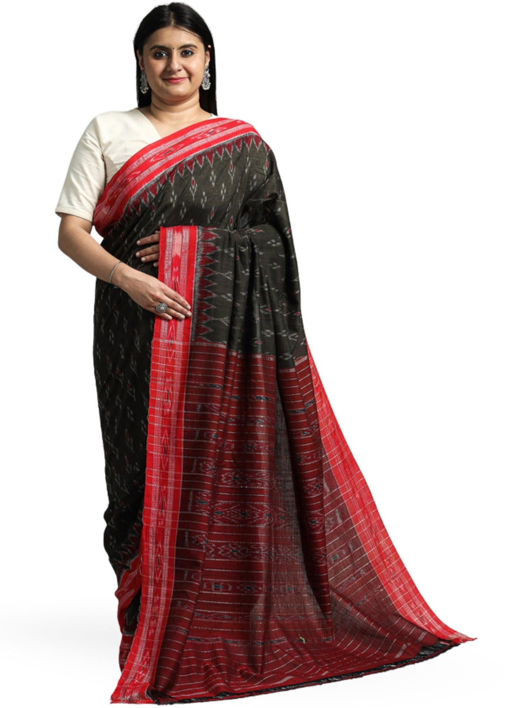 COTTONSILK & KHANDUAPA Odisha Sambalpuri Ikat Pure Cotton Saree