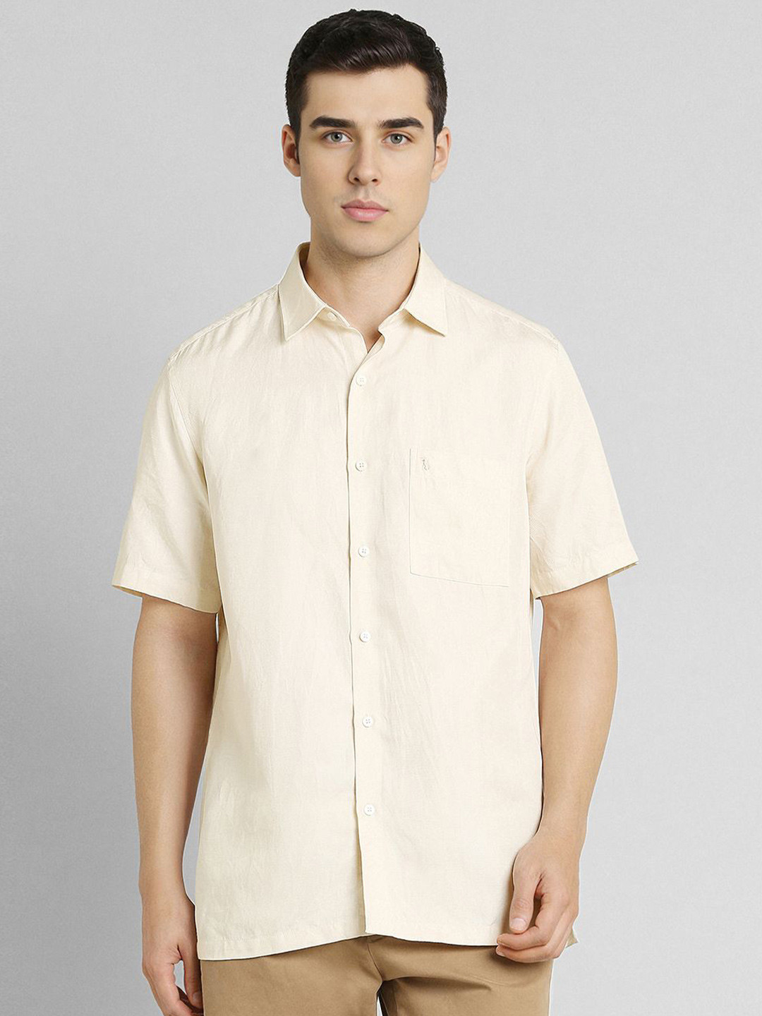 SIMON CARTER LONDON Men Linen Blend Half Sleeves Shirt