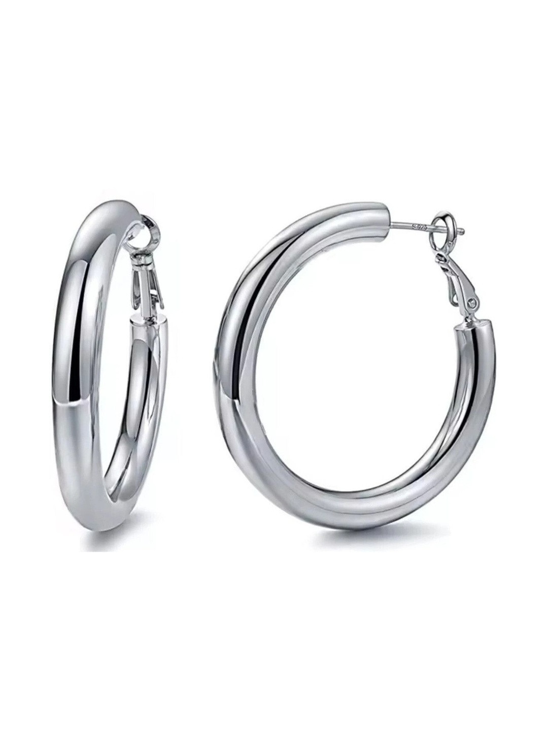 Just Devotional Stainless Steel Silver-Plated Circular shaped Hoop Earrings