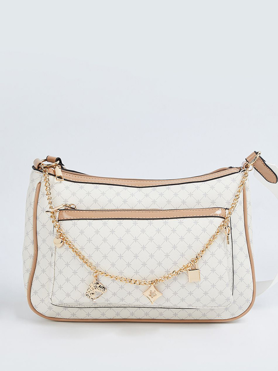 max Women Printed Structured One Handle Sling Bag with Non-Detachable Sling Strap