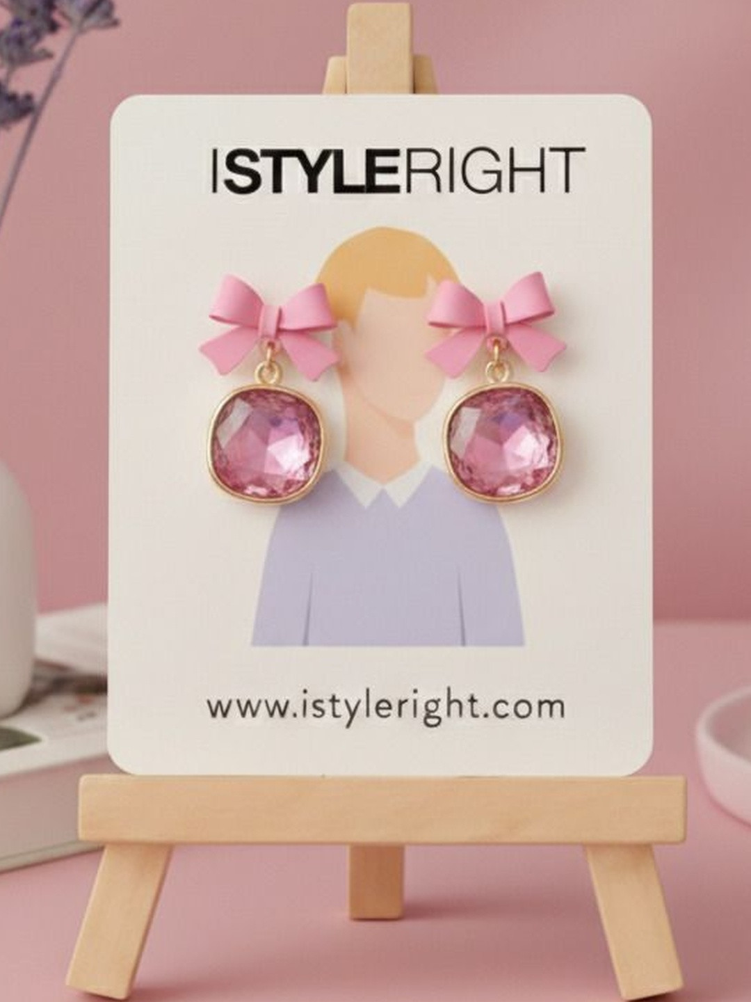 I Style Right Artificial Beaded Bow Shaped Drop Earrings