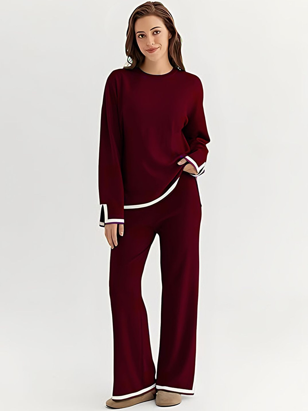 TYSORT Round-Neck Long Sleeves Top With Trousers