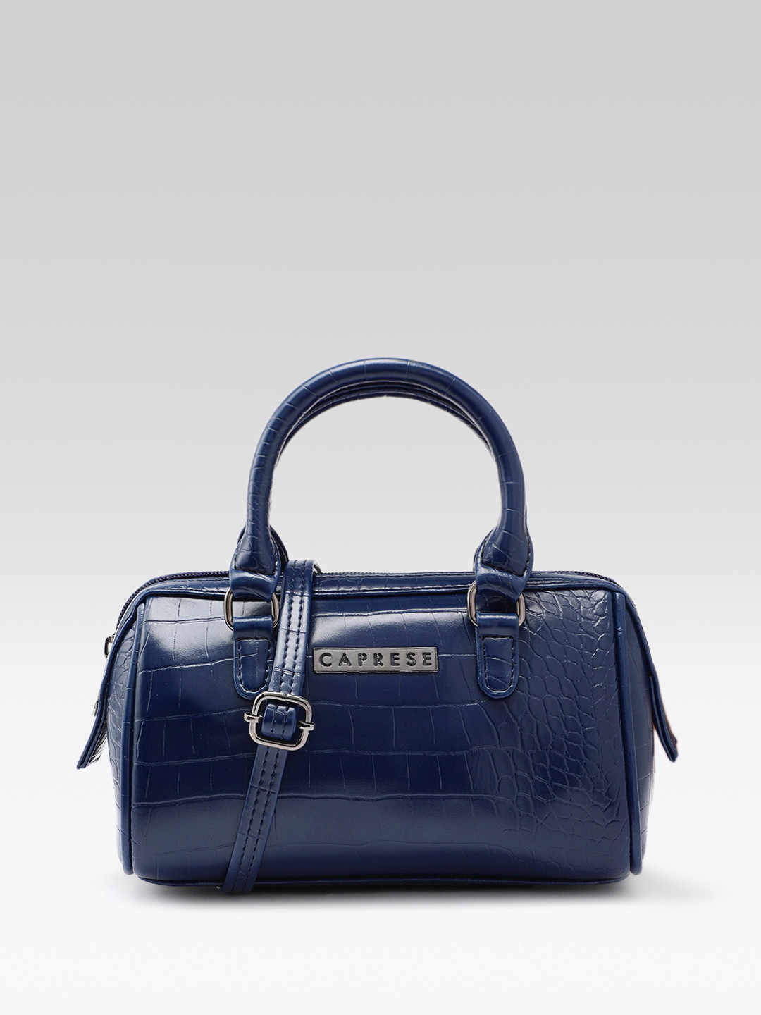 Caprese Croc Textured Small-Sized Bowling Handheld Bag