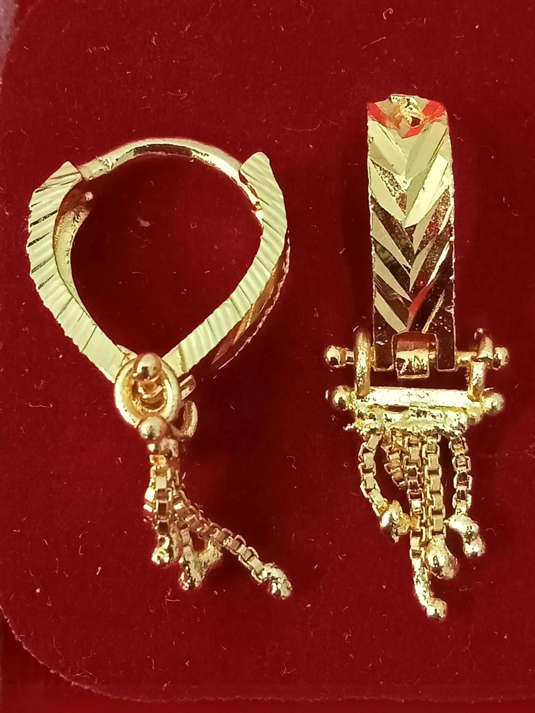 Just Devotional Gold-Plated Teardrop Shaped Hoop Earrings