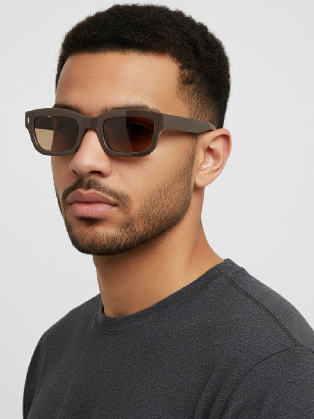 goglassic Unisex Rectangle Sunglasses with UV Protected Lens LIZARD-BROWN