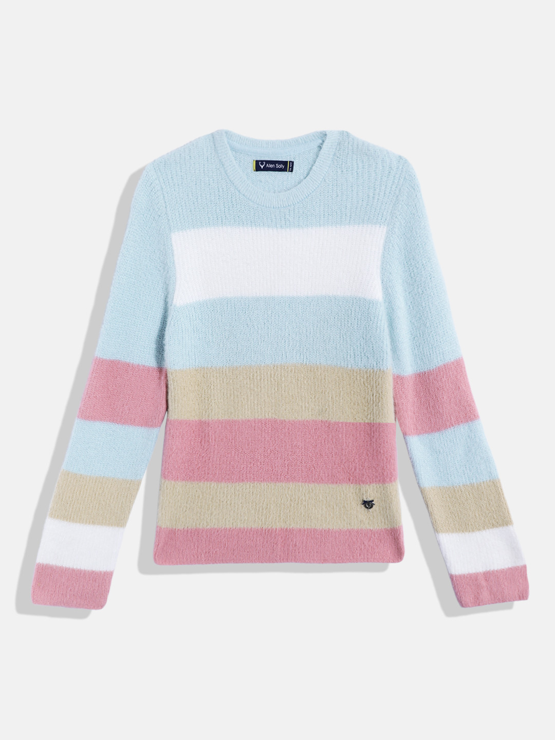 Allen Solly Junior Girls Striped Pullover with Fuzzy Detail