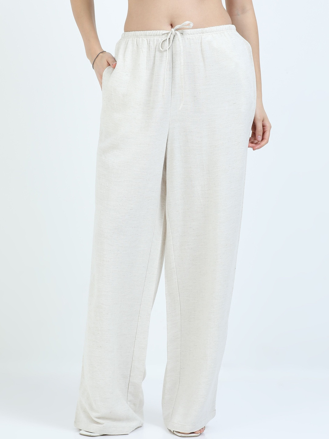 GLAM & CHIQUE Women Solid Relaxed-Fit Wide-Leg Pyjamas
