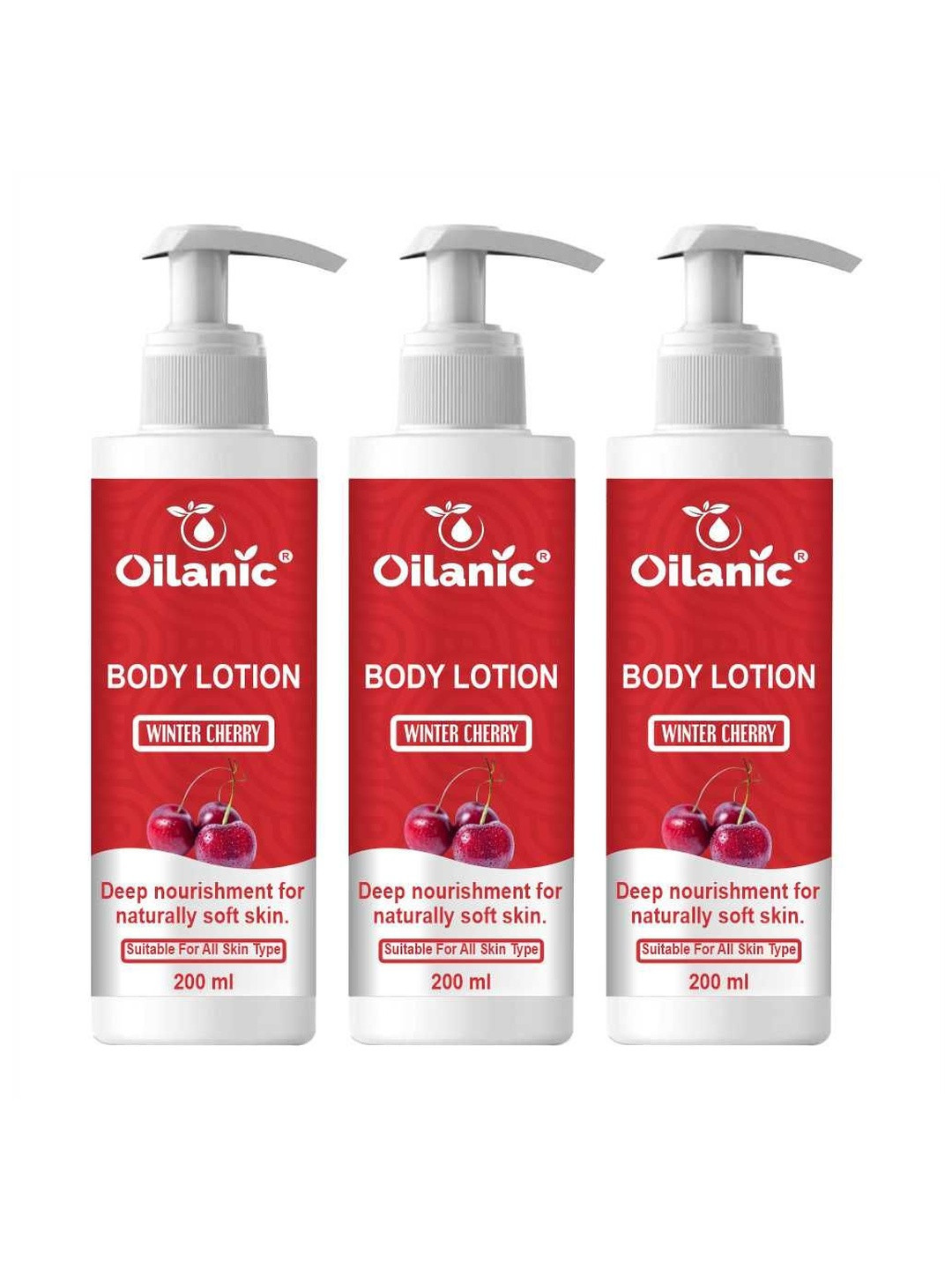 Oilanic Set Of 3 Winter Cherry Body Lotion For Deep Nourishment - 200 ml Each