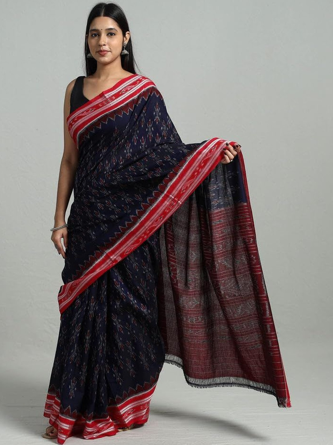 COTTONSILK & KHANDUAPATA Tie and Dye Pure Cotton Handloom Sambalpuri Saree