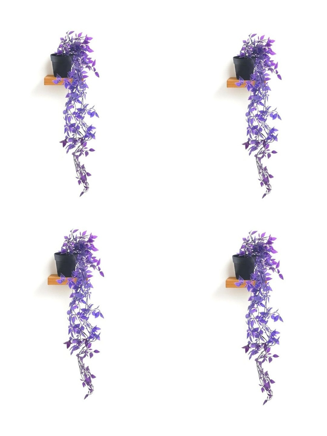 paperi Purple & Black 4 Pieces Hanging Artificial Plants With Pots