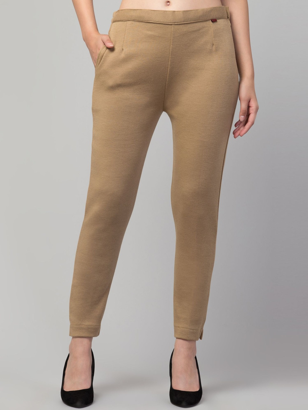 CROWN KING Women Slim Fit Easy Wash Mid-Rise Trouser