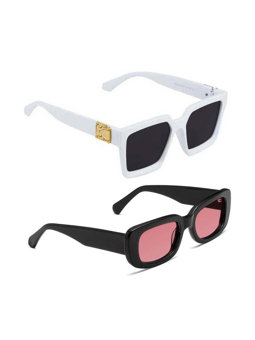 Arzonai Unisex Pack Of 2 Rectangle Sunglasses With UV Protected Lens COMBO-2762