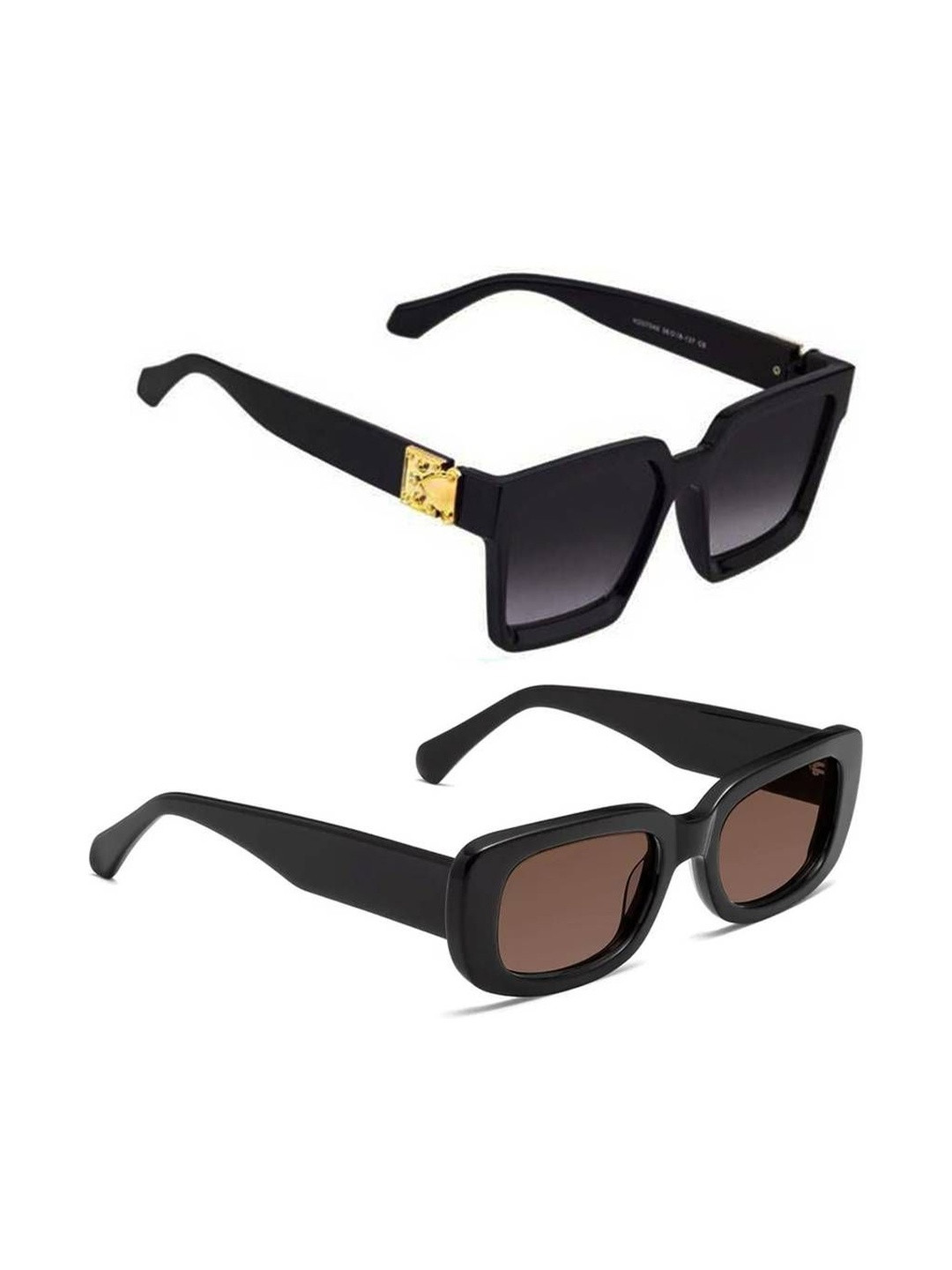 Arzonai Unisex Pack of 2 Rectangle Sunglasses with UV Protected Lens COMBO-2753