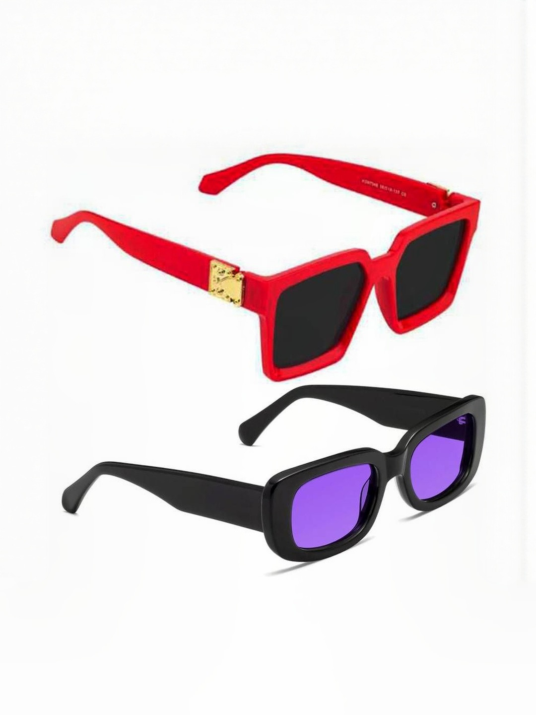 Arzonai Unisex Black Lens & Black Rectangle Sunglasses with UV Protected 2749