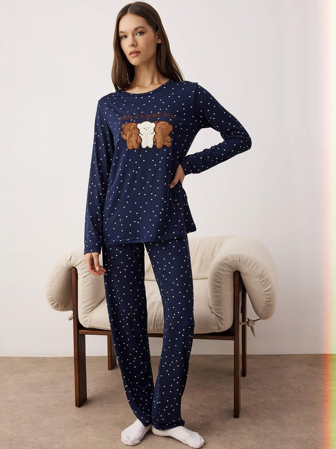 Trendyol Women Printed Pyjamas & Top Night suit