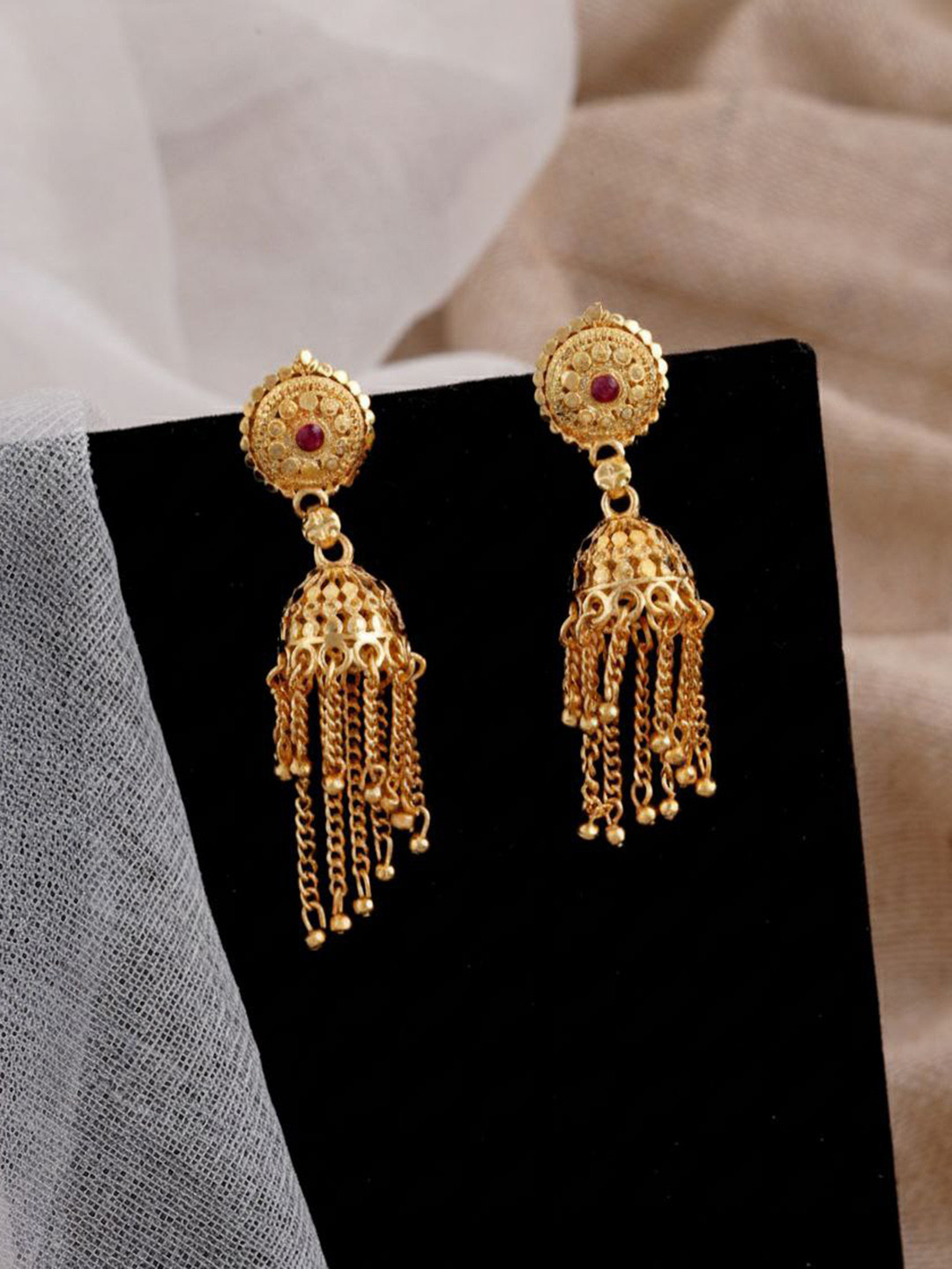 tulsi imitation Circular Shaped Jhumkas