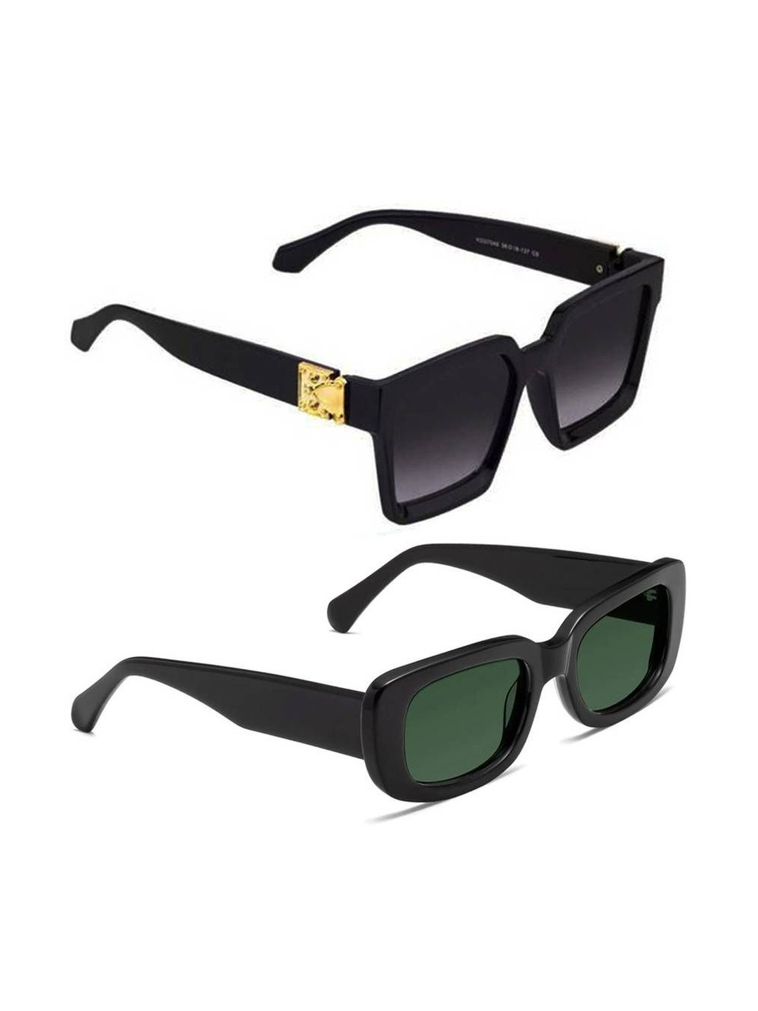 Arzonai Unisex Set of 2 Full Rim Style Rectangle Sunglasses with COMBO-2761