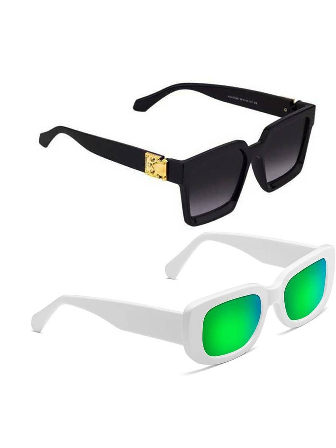 Arzonai Unisex Pack Of 2 Rectangle Sunglasses With UV Protected Lens COMBO-2781