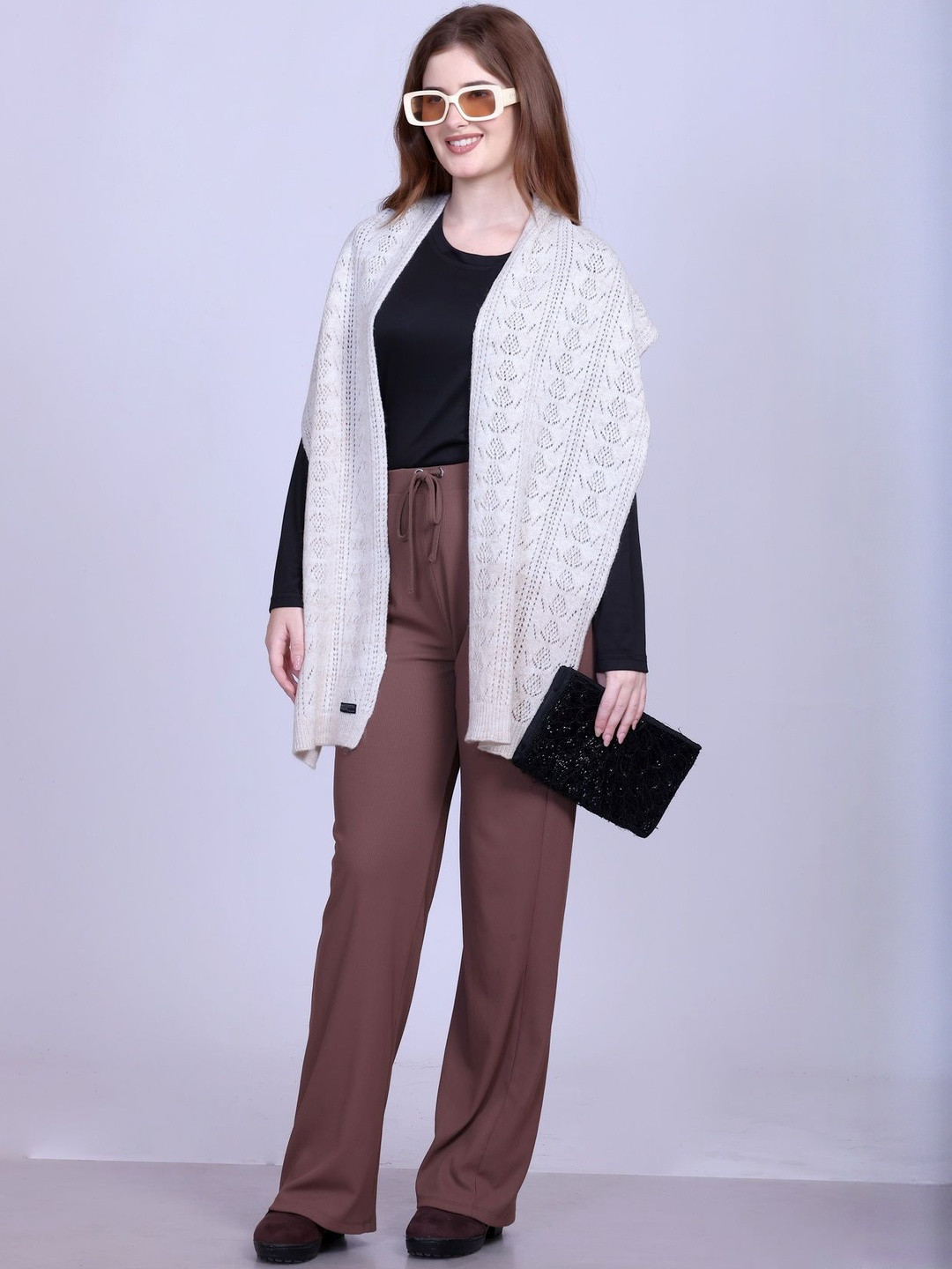 513 Women Knit Crochet Patteren Self Design Warm Muffler Scarf Stole