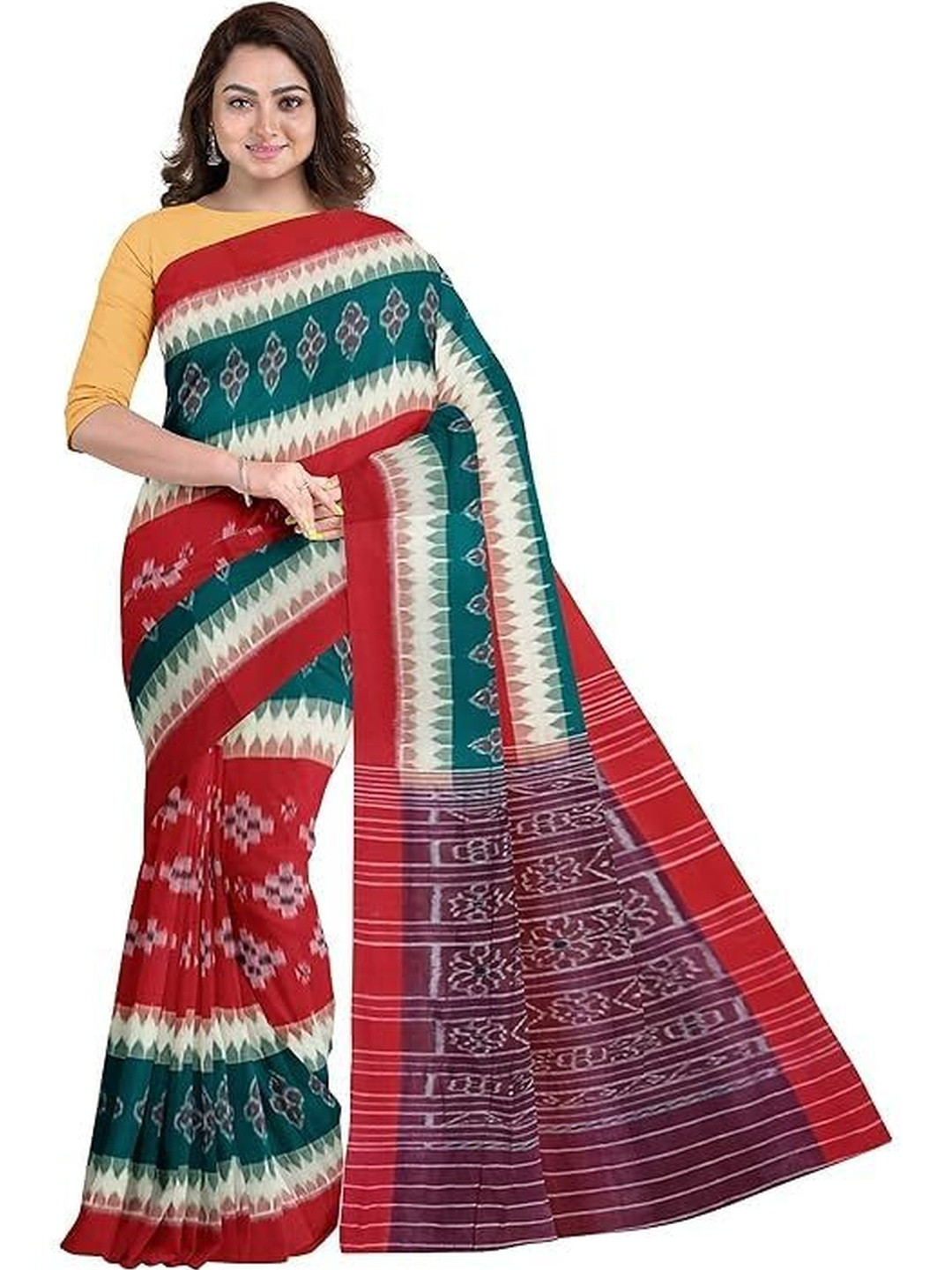 COTTONSILK & KHANDUAPA Odisha Sambalpuri Ikat Pure Cotton Saree