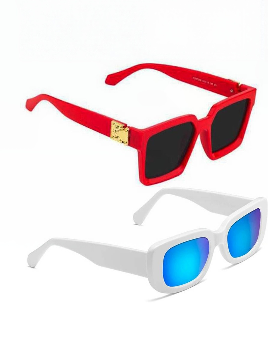 Arzonai Unisex Pack Of 2 Rectangle Sunglasses with UV Protected Lens COMBO-2772