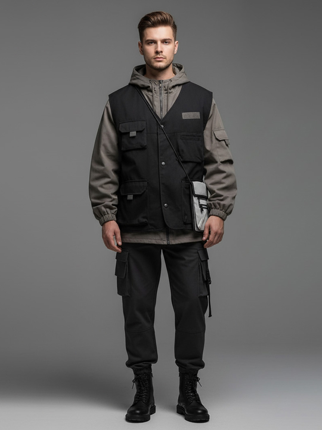 HERE&NOW Black V-Neck Solid Men Sweatshirt