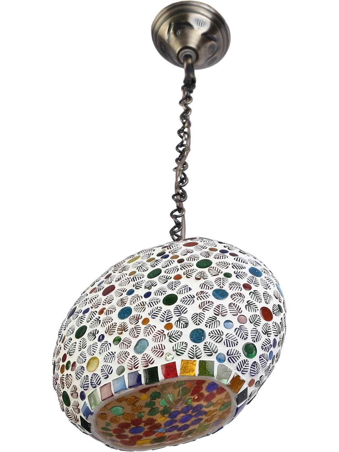 1ST TIME White & Blue Textured Semi-sphere Hanging Ceiling Lamp