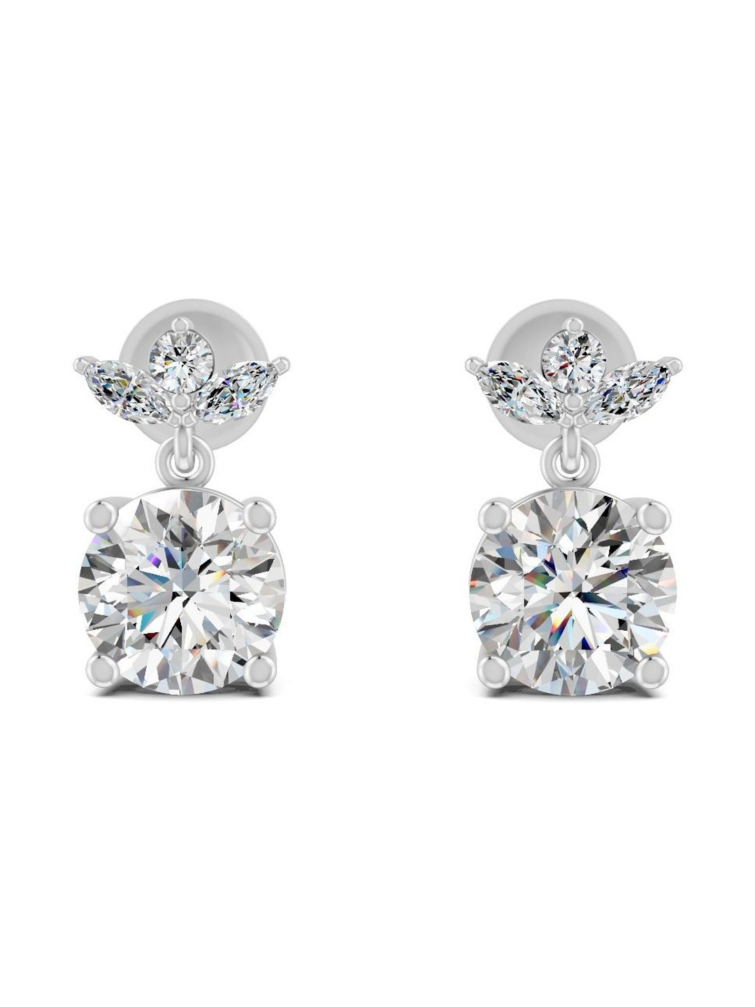 Forever Jewels 14K White Gold-Plated Sterling Silver 2Ct Moissanite Drop Earrings