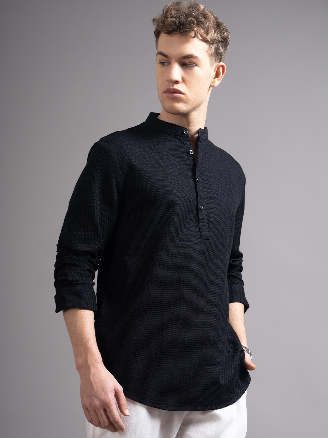 British Club Men's Dobby Kurta Shirt