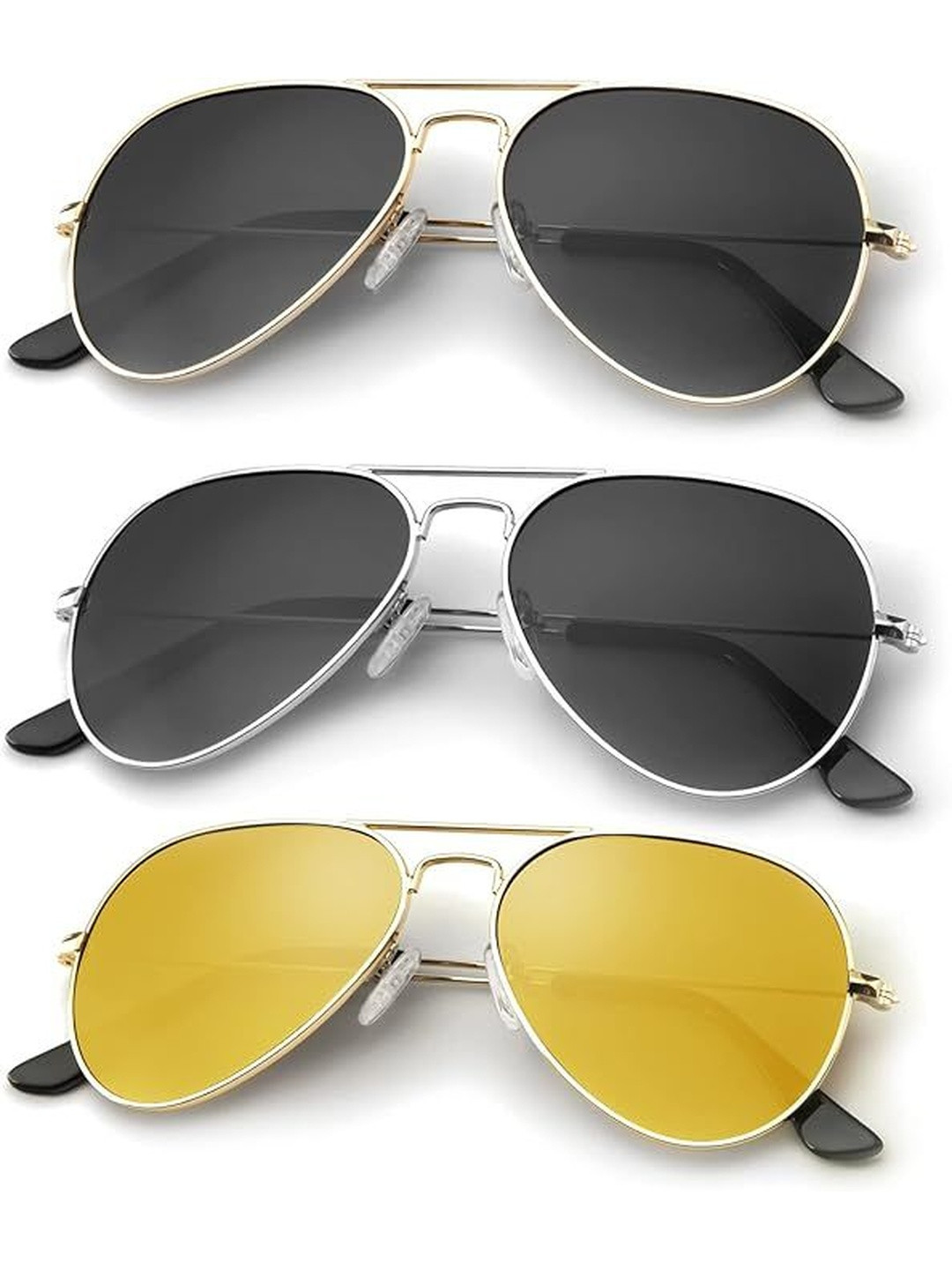 Arzonai Unisex Set of 3 UV Protected Lens Aviator Sunglasses COMBO-2867