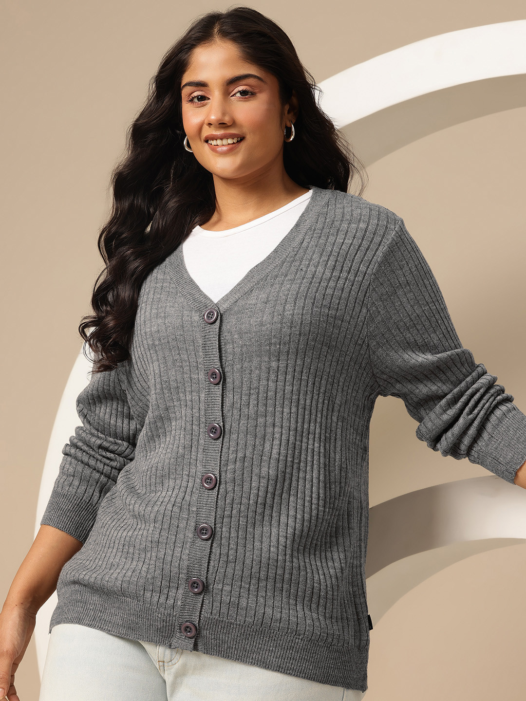 Sztori Plus size Ribbed Cardigan