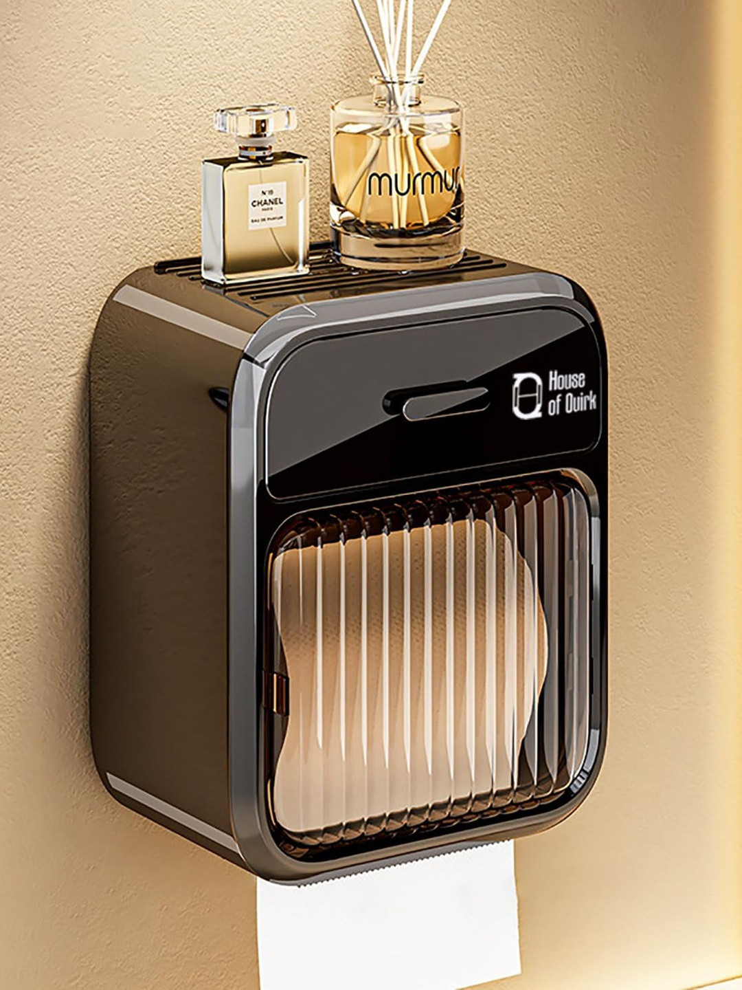 HOUSE OF QUIRK Punch-Free Paper Holder Wall-Mounted Toilet Tissue Paper Box