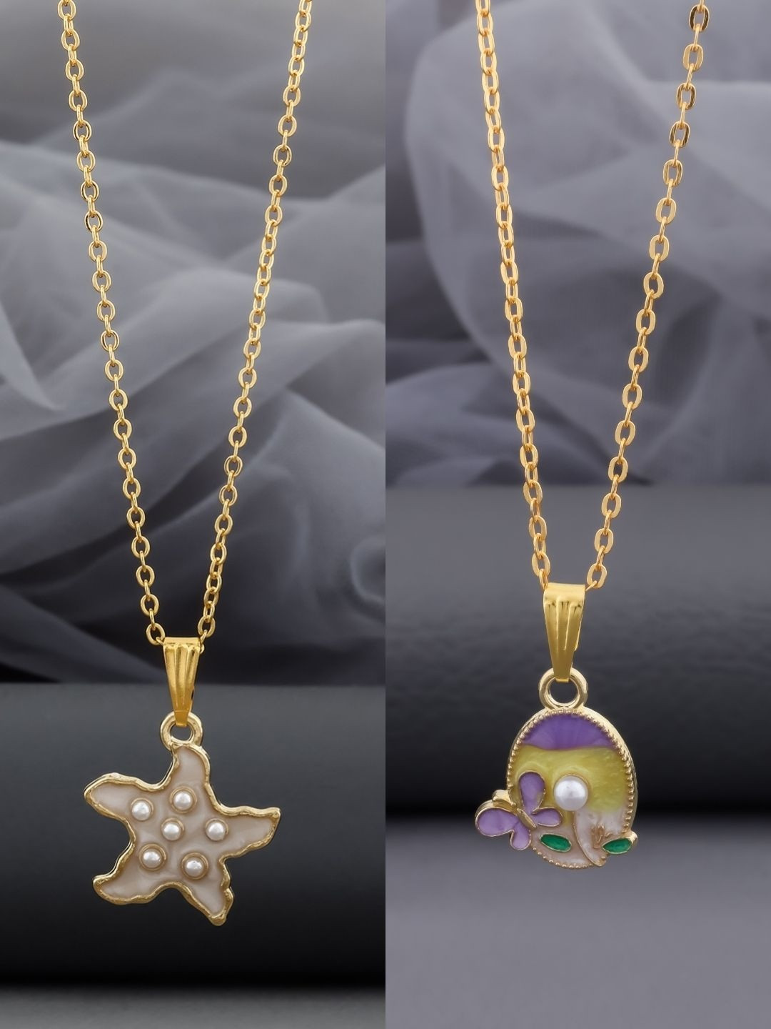 SZN Set Of 2 Stainless Steel Gold-Plated Necklaces And Chains
