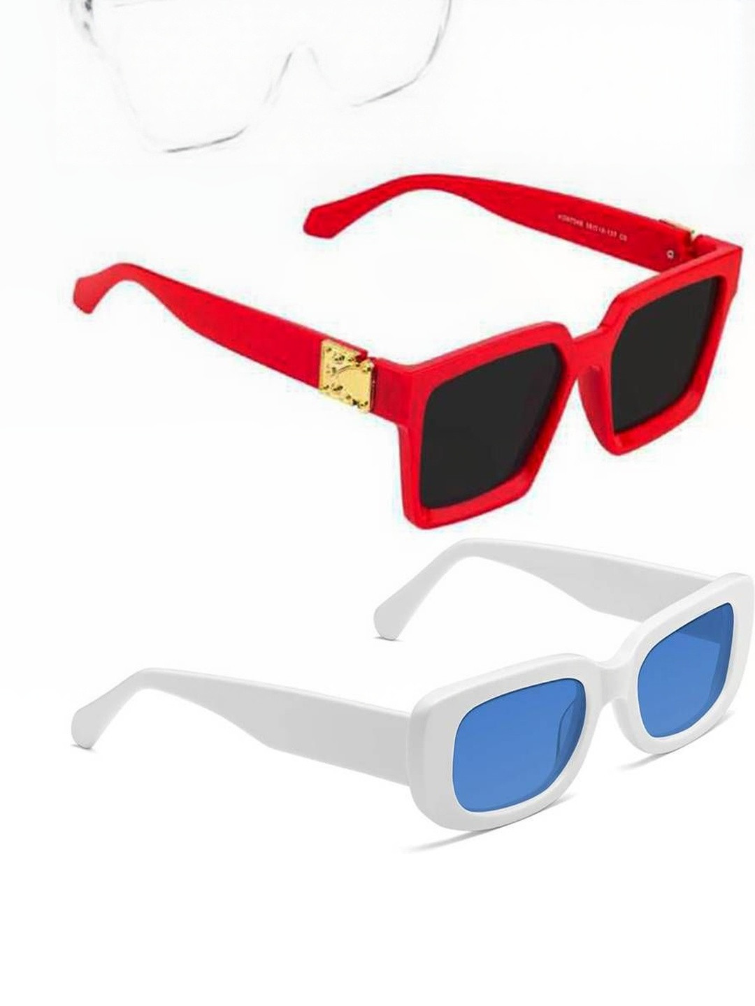 Arzonai Set Of 2 Unisex Rectangle Sunglasses with UV Protected Lens COMBO-2773