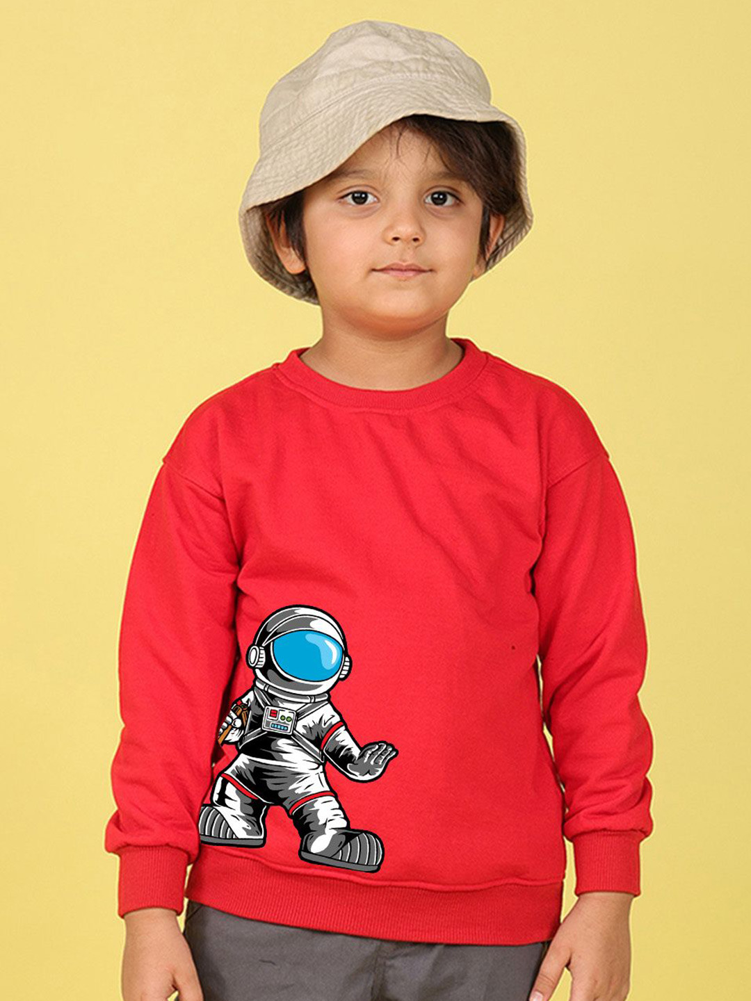 NUSYL Boys Space Astronaut Text Printed Oversized Sweatshirt