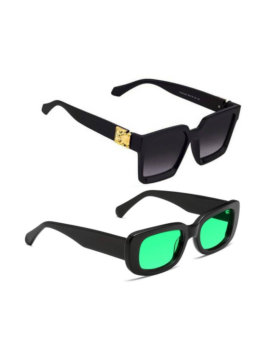 Arzonai Unisex Set of 2 UV Protected Lens Rectangle Sunglasses COMBO-2740