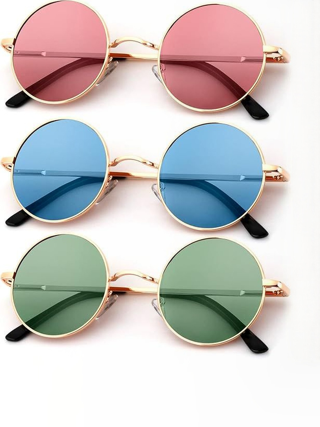 Arzonai Unisex Pack Of 3 Round Sunglasses with UV Protected Lens COMBO-2876