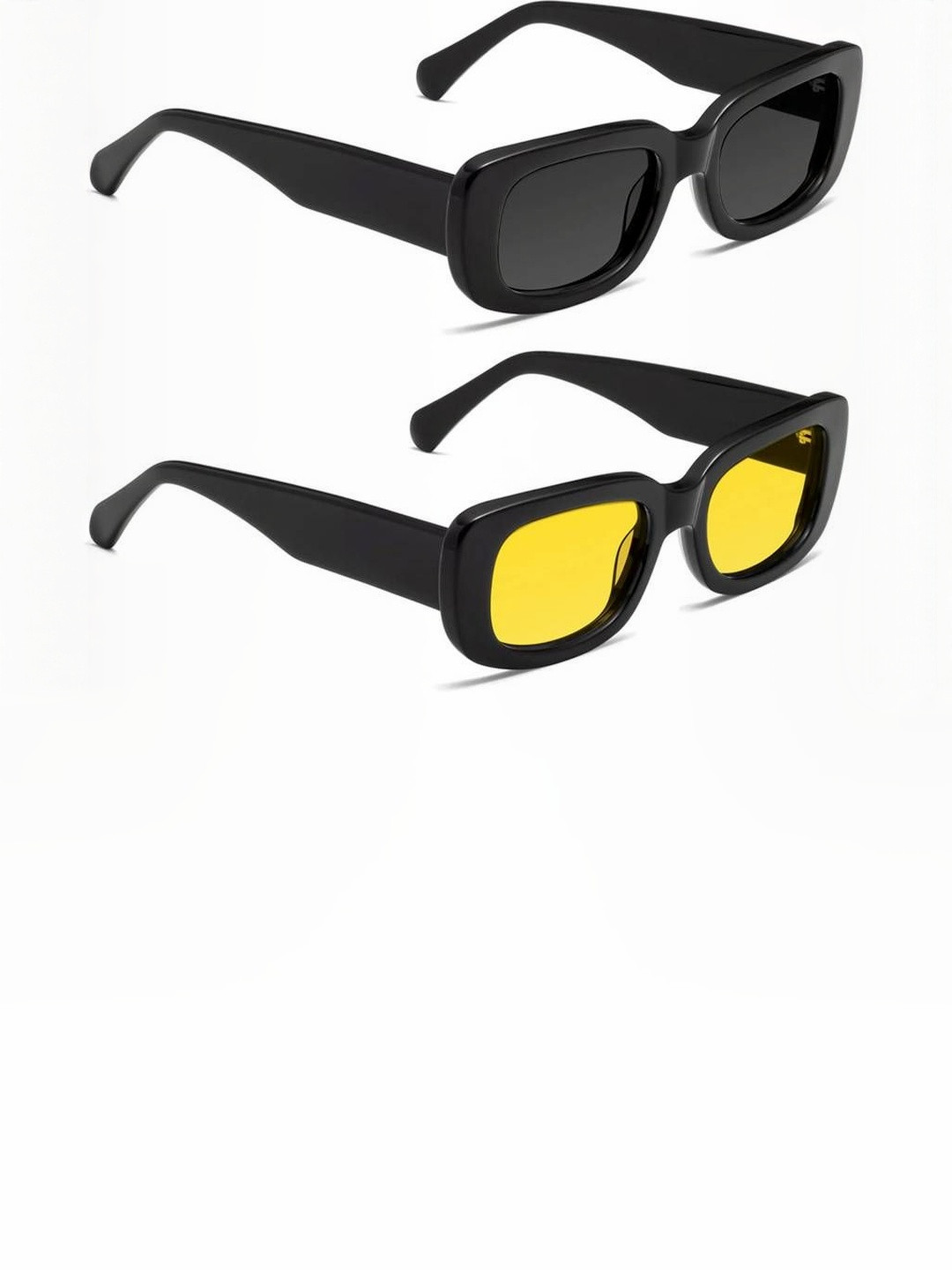 Arzonai Unisex Set of 2 Full Rim Style Rectangle Sunglasses with COMBO-2819