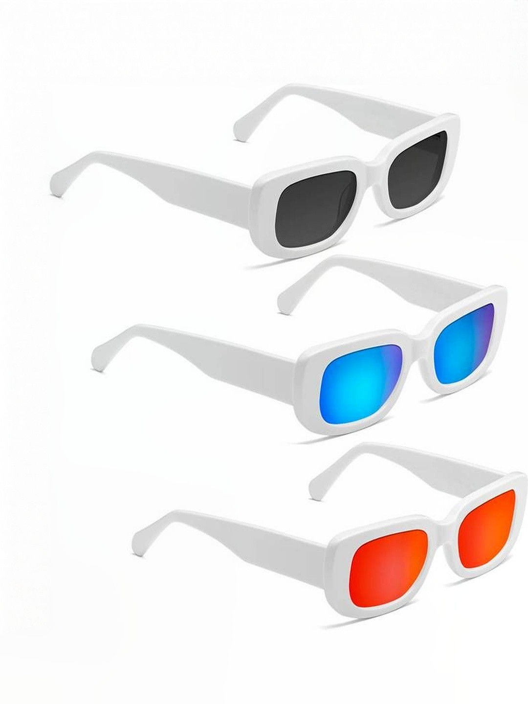 Arzonai Unisex Set of 3 Rectangle Sunglasses with UV Protected Lens COMBO-2713